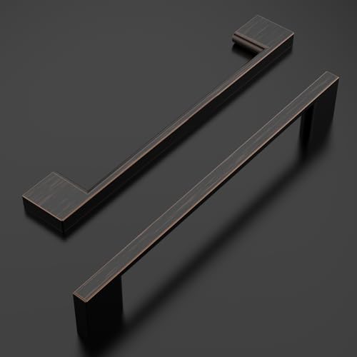 Amerdeco 6 Pieces Oil Rubbed Bronze Handles 160 mm for Cabinets Black - Stainless Steel Handles for Drawers and Sliding Doors - Furniture Handles