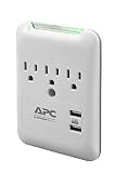 APC Wall Surge Protector, 3-Outlets, 540 Joule Surge Protector with Two USB Charging Ports, SurgeArrest Essential (PE3WU3)
