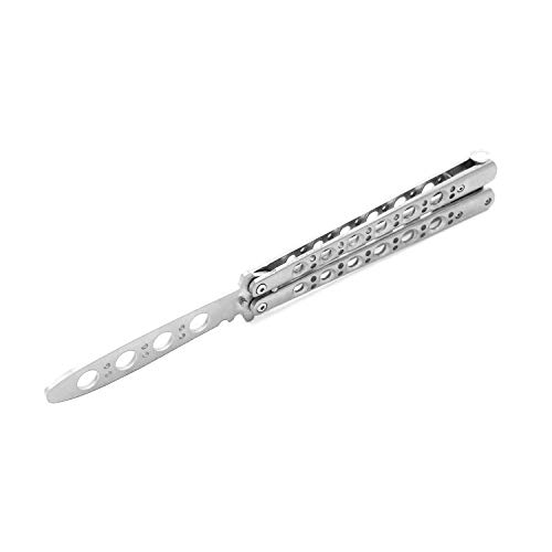 TOUGS Martial Arts Practice Trainer Knife Tool Sticks Titanium Knife, Stainless Steel Fan Knife (Silver)