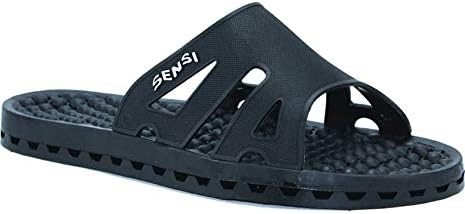 Sensi Sandals' Waterproof Regatta Ice Slide Recovery Spa Sandal with Massaging Bumps Black Handmade in Italy (US 5-5.5 - Sensi Size 6 - Euro 36)