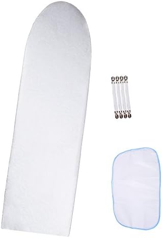 Ironing Board Cover and Pad, Silver Silicone Coated Ironing Board Cover with 4 Fasteners Clips and 1 Protective Scorch Mesh Cloth for All Size
