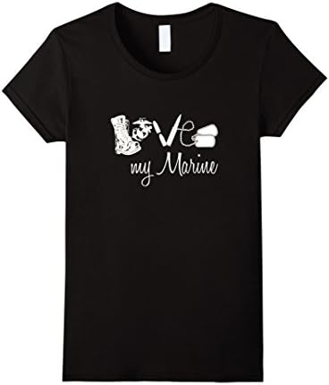 Womens Marine Mom Wife Girlfriend Love My Marine Gift T-shirts Small Black