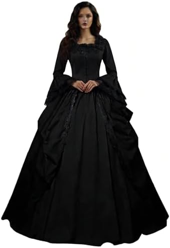Amazon.com: Tumknow Victorian Gothic Black Hooded Witch Dress for