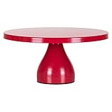 Amalfi Decor 12 Inch Cake Stand, Dessert Cupcake Pastry Candy Display Plate for Wedding Event Birthday Party, Round Modern Metal Pedestal Holder, Red