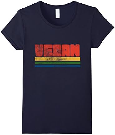 Womens Vegan t-shrit vintage style vegans tee shirts retro 70s Medium Navy