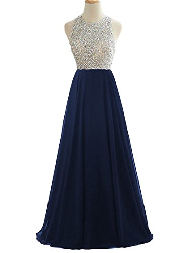 Heimo Womens Sequins Keyhole Back Evening Ball Gown Beaded Prom