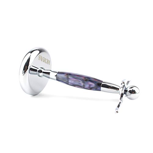 VICYUNS Luxury Grooming Shaving Set for Men Including Double-sided Razor, Allergy Shaving Soap, Stainless Steel Mirror Bowl, Hair Shaving Brush,10 Replacement Blades (Purple)