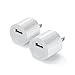 USB Wall Charger, 2-pack Rapid Portable USB Travel Wall Charger Phone Charger Adapter for iPhone iPod iPad Samsung Htc Nexus Nokia (2 pack White)