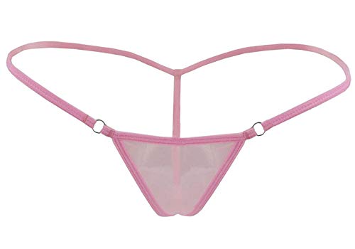 Deargirl Panty T Back G-String Thong for Women Cotton/lace (Plus Size (FITS Most L to 2XL), Pink Mesh)