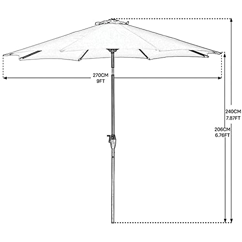 Grand Patio 9 FT Enhanced Aluminum Patio Umbrella, UV Protected outdoor