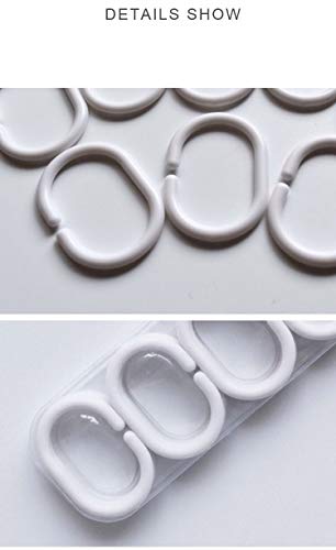 Chirano 12 PCS Plastic Shower Curtain Hooks, White, C Shape Rings for Bathroom Shower Rod