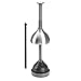 mDesign Bathroom Toilet Bowl Plunger Set with Lift & Lock Cover, Compact Discreet Freestanding Storage Caddy with Base, Modern Design - Heavy Duty Gray/Brushed Stainless Steel
