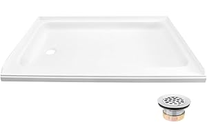 Tough Grade 24" x 36" White Shower Pan with Drain | Right or Left Side | with or Without Drain Fitting | for RV, Camper, Travel Trailers, 5th Wheels (No Drain Fitting Included, Left Drain)