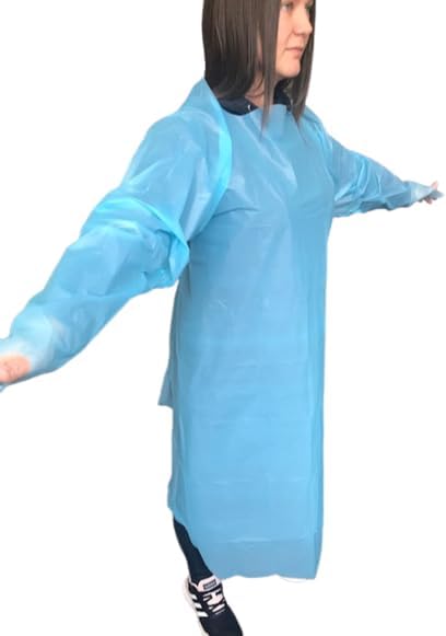 Nuline 150 Pack Blue Thumb Loop Gowns Disposable Apron Long Sleeve Fluid