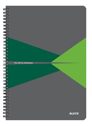 Leitz Office College Pad - Cahier A4 quadrillé avec reliure spirale, ouverture à 360 degrés, 180 pages / 90 feuilles de papier accrédité FSC 80 g/m², pour bureau et école, vert, 46471055