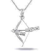 Claddagh Gold Bow & Arrow Archer CZ Pendant 925 Sterling Silver