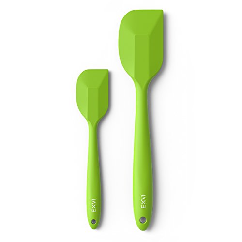 EXVI 2-Piece Flexible Bpa Silicone Spatula Rubber Spatula Set Heat Resistant Non-Stick Bowl Scraper Baking Utensils (Green) - Thumbnail 7