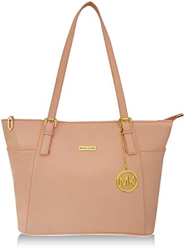 Michelle Kors Zinnia Pink Color Top Zip Imported Genuine leatherette Bag for Girls and Women