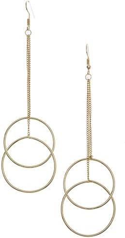 WOMENS FASHION JEWELRY-Linked Hoop Drop Earrings-GOLD TONE