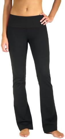 5021-BK-M-29 Flared leg, fold over waistband yoga pants