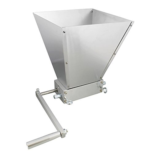 Grain Mill Grinder â€“ 2 Stainless Steel Roller & Aluminum Manual Hand Crank for Barley & Wheat Malt Homebrew Beer Crusher