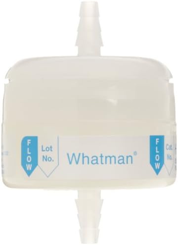 Whatman 6702-3600 Hepa-Cap 36 In-Line Venting Filter, 60 psi Maximum Pressure, Inlet 1/4" to 3/8", Outlet 1/4" to 3/8" Stepped Barb