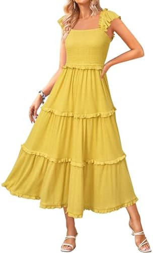 ruffle front tie maxi dress in yellow Paolma Yellow Ruffle Formal Maxi Dress - US 12