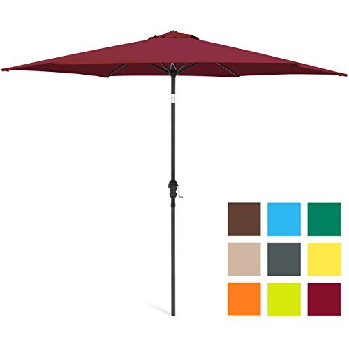 Best Choice Products 10ft Steel Market Outdoor Patio Umbrella w/Crank, Tilt Push Button - Burgundy