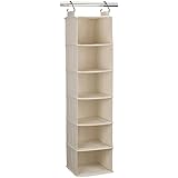Household Essentials 3312-1 Cotton Canvas Hanging Closet Sweater Organizer | 6-Shelf | Natural