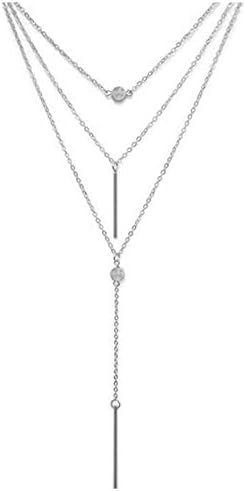 VIJOYEE Y Layer Simple Bar Pendant Necklace Center Long Lariat Chain For Women Jewelry (Alloy - Silver)