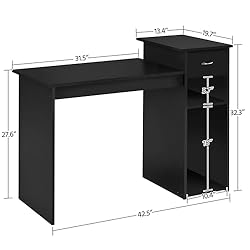 Topeakmart Small White Computer Desk with Drawers