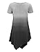 Lock and Love LL WT1051 Womens V Neck Short Sleeve Ombre Tunic Top L Black