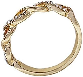 NancyMissY レディースシンプルハーフバングルリングダイヤモンドリングウェディングゴールドメッキ象眼細工人工宝石レディースリング