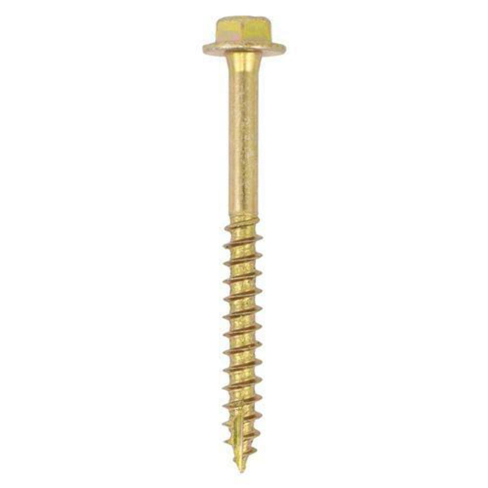 TIMCO Advanced Coach Screw | Hex Flange Head | Slash Point | Yellow | 10.0 x 50 | Box of 50 (1050SCSY)