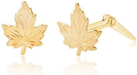 9ct yellow gold maple leaf Andralok stud earrings/Gift box