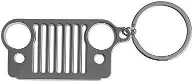 Stainless Steel Front Grill Key Chain, KeyRing for JEEP Model Wrangler Grand Cherokee CJ,JK,TJ,YJ,XJ,JK,JKU (Silver)