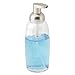 mDesign Foaming Glass Soap Dispenser Pump, Two-Piece Bathroom Accessory Set- Clear/Satin, Frost/Satin