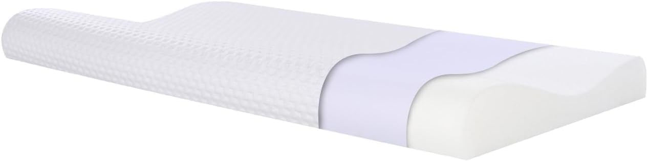 SUQ I OME Slim Sleeper-Thin Memory Foam Pillow for Sleeping, 1.9'' to 2.4 '' Height, Ultra Thin & Low Cervical Profile, Soft(23.6x13.7x2.4/1.9 inch)