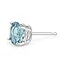 FANTOM 2.00 Carat Total Weight Sterling Silver Simulated Aquamarine Colored Round Cubic Zirconia Stud Earrings- March