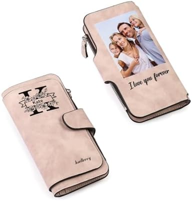 Lam Hub Fong Personalised Women's Long Wallet with Photo Name Leather Wallet with Zipper Gift for Women Mum Daughter Grandma Wife Girlfriend (#5)
