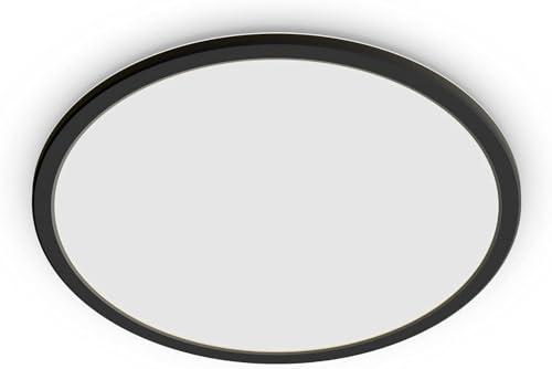 Philips LED Badezimmer Deckenleuchte Superslim (18 W), 3 Lichteinstellungen, warmweißes Licht, dimmen ohne Dimmer, IP44 Schutz, schwarz, 30cm