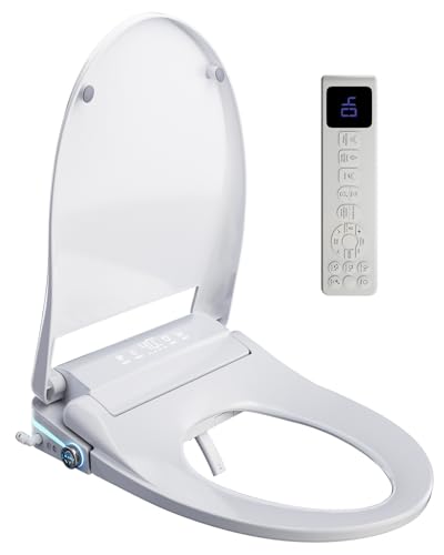 Japanese Toilet Seat with Bidet, Japanese Toilet Seat with Nozzle, Electric Toilet Seat with Seat Heating, Hot Water, Tumble Dryer, Automatic Lid, and Aroma Function