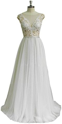 Sexy 2017 Wedding Bridal Dresses for Women Deep V-neck Lace Beading Pearls Wedding Gowns by Sogala