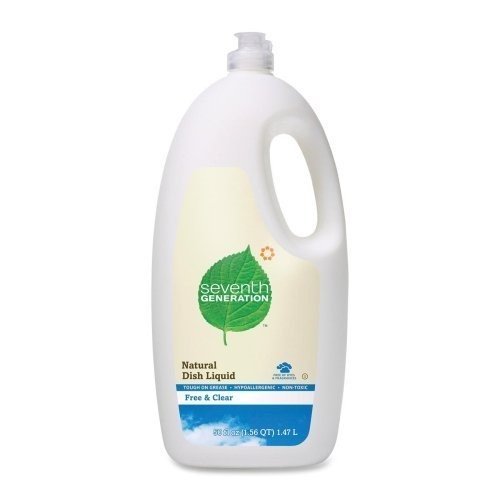 NATURAL DISHWASHING LIQUID, FREE & CLEAR, JUMBO 50 OZ BOTTLE