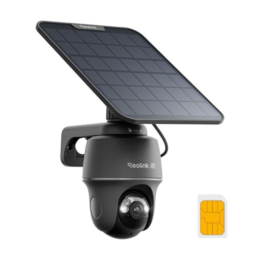 REOLINK 4K 4G LTE Cellular Security Camera, 360° Auto Tracking with Smart AI Detection, 8MP Solar/Battery Powered, Color Night Vision, Local Storage, SIM Card Included, Go PT Ultra-Grey Updated Ver.