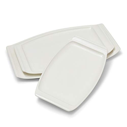 PURTURE Porcelain Serving Platter - Rounded Rectangular Plates - White - Farmhouse Kitchen Dishes - Appetizer Tray - Elegant & Luxurious Serveware - Plate Set - Oven/Dishwasher Safe - Holiday Decor - Thumbnail 6