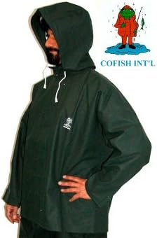 Cofish Hooded Rain Jacket: Heavy Duty SmartSkins, Green Color Size Large