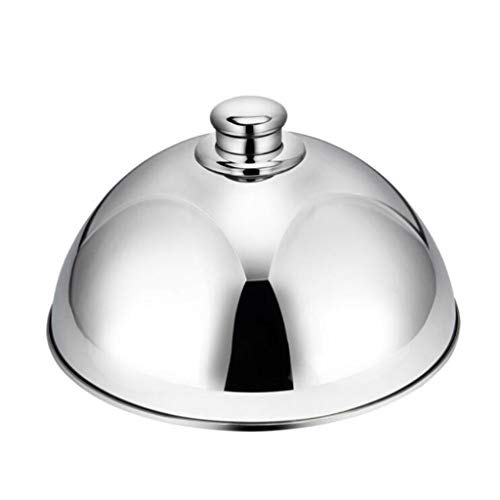 Fenteer Steel Cloche Food Cover Dome Serving Plate Dish Dining Dinner Silver Small 25.5cmX15cm - Thumbnail 5