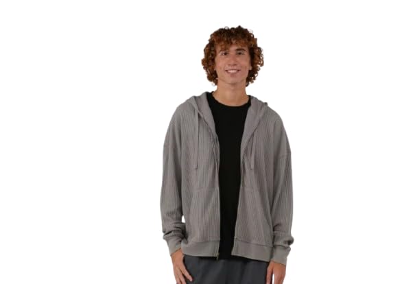 Photo 1 of No Boundaries Men's Zip Up Thermal Hoodie (US, Alpha, 3X-Large, Regular, Regular, Grey)