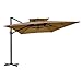 Abba Patio Rectangular Offset Cantilever Umbrella Dual Wind Vent Patio Hanging Umbrella with Cross Base, 9 by 12-Feet, Dark Brown